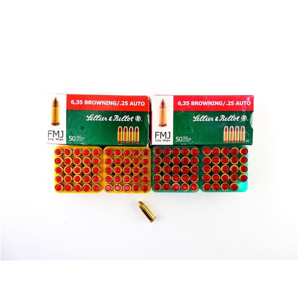 SELLIER & BELLOT 6.35 BROWNING / .25 AUTO AMMO LOT