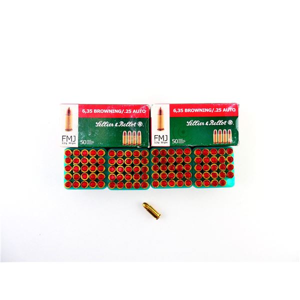 SELLIER & BELLOT 6.35 BROWNING / .25 AUTO AMMO LOT