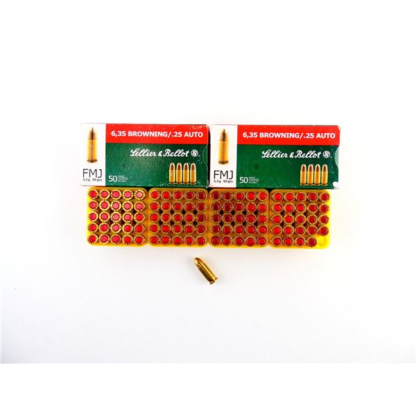 SELLIER & BELLOT 6.35 BROWNING / .25 AUTO AMMO LOT