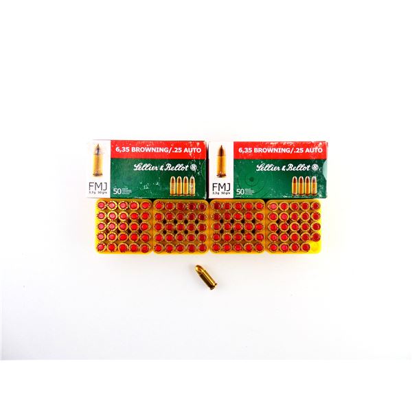 SELLIER & BELLOT 6.35 BROWNING / .25 AUTO AMMO LOT
