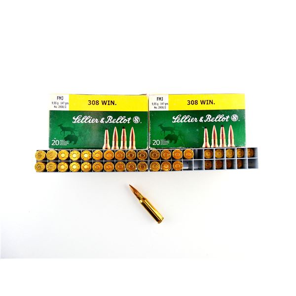 SELLIER & BELLOT .308 WIN AMMO AND NON-PRIMED BRASS CASES LOT