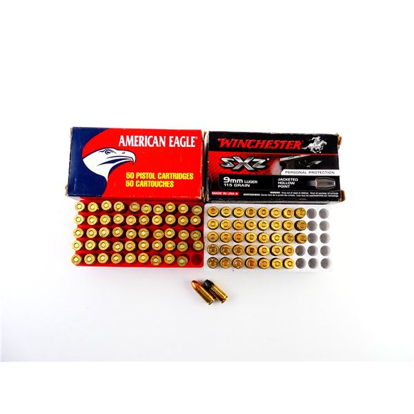 ASSORTED FEDERAL AMERICAN EAGLE AND WINCHESTER 9MM LUGER AMMO LOT