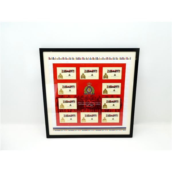 FRAMED RCMP 125 YEARS COMMEMORATIVE STAMP COLLECTION