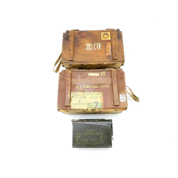 ASSORTED WWII / POST-WWII CANADIAN .303 BR AMMO CRATES, ETC. LOT