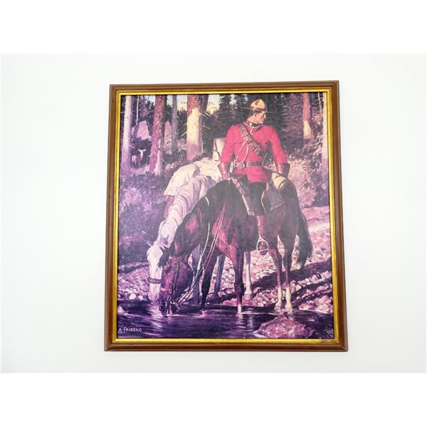 RCMP OFFICER ON HORSE BACK FRAMED PRINT