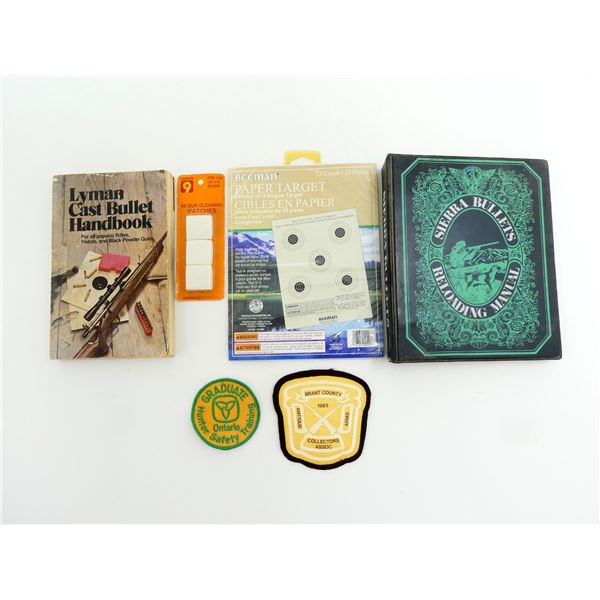 PAPER TARGETS, CLEANING PATCHES, RELOADING BOOK, ETC. LOT