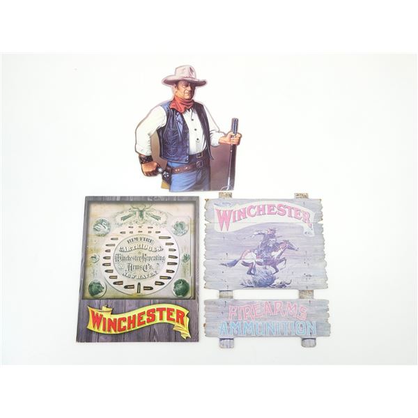 ASSORTED JOHN WAYNE & WINCHESTER ADVERTISING SIGN LOT