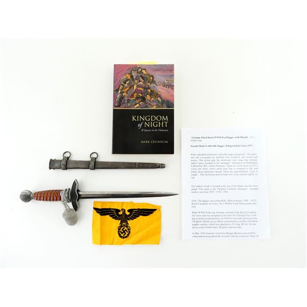 WWII GERMAN M1937 LUFTWAFFE 2ND MODEL DAGGER / "KINGDOM OF NIGHT" BOOK AND ACCESSORIES LOT