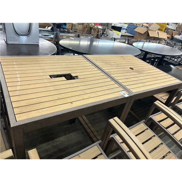 Plank Top Patio High Bar Tables 2, 8 Stools