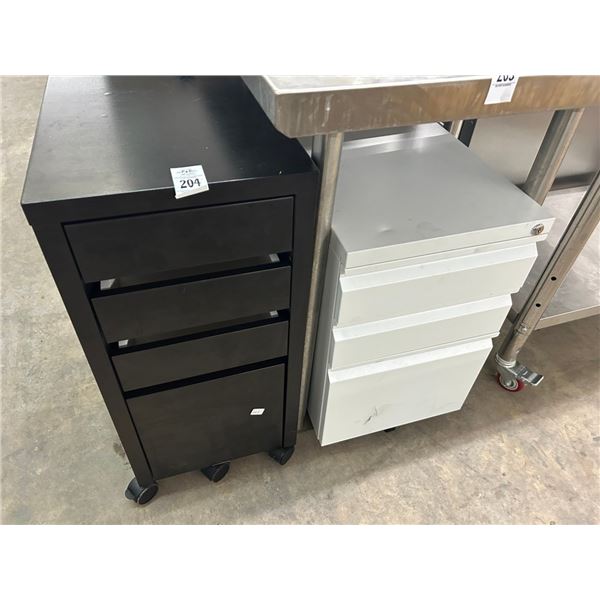 Black/White Rolling File Cabinets - 2