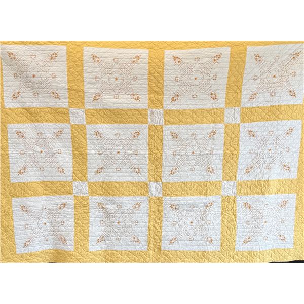 Yellow Sashing/Embroidery squares