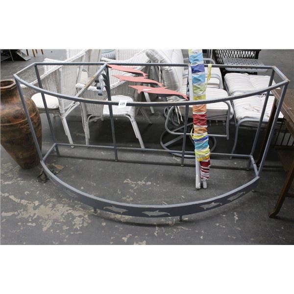 Ornate Metal Dolphin Motif Patio Table - Missing Glass Top
