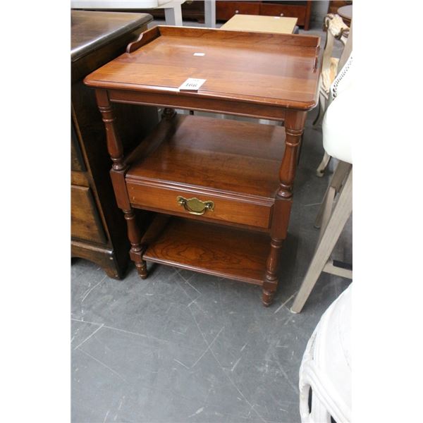 Mahogany End Table w/Brass Trim Drawer