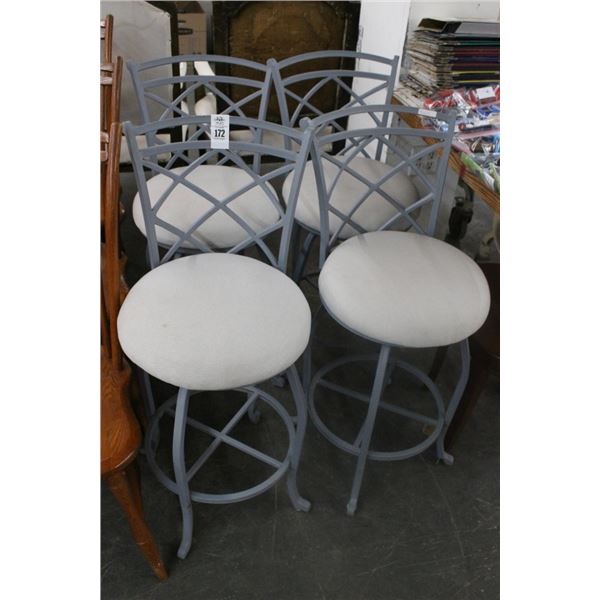 Grey Padded Swivel Bar Stools - 4