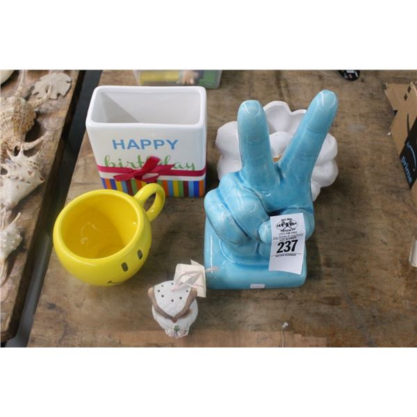 Mug, Owl Shaker, Peace Sign, Vases