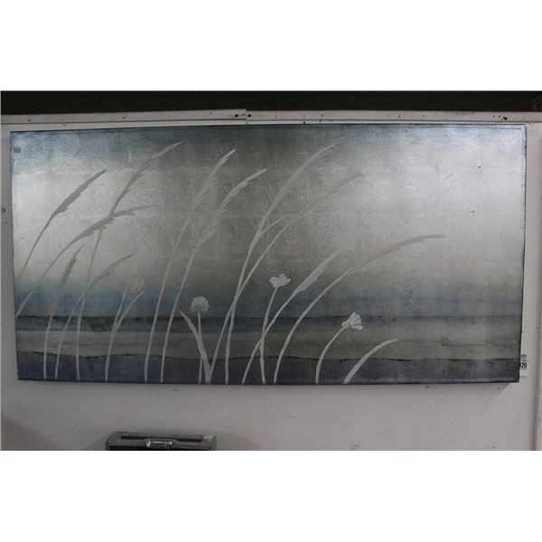 Large Unframed Oil On Canvas Contemporary Beach Scene - 30"  X  60"