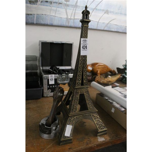 Metal Eiffel Tower Replica, Autographed Piston