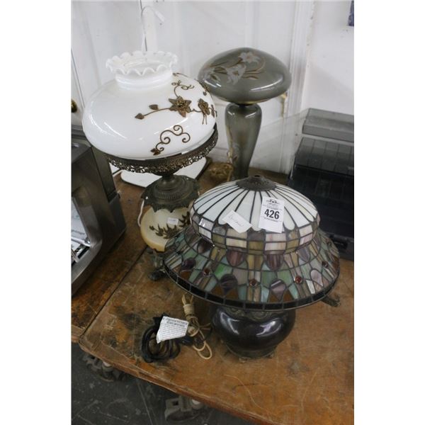 Leaded Glass, Asst. Vintage Lamps - 3