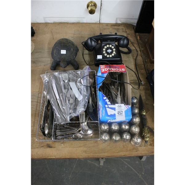 Shakers, Silver Plate, Utensils, Dagger, Phone, Cast Turtle