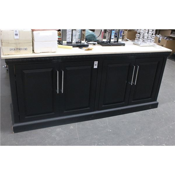 Black Hall Cabinet w/Marble Top - 6'