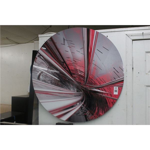 Round Painted Metal Abstract Wall Art - 3'  D