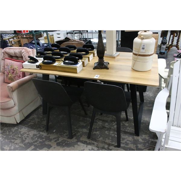 Mocha Base Dining Table w/4 Black Chairs