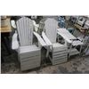 Image 1 : White Adirondack Chairs w/Footstands -Pair, End Tables, 2 Tier Table