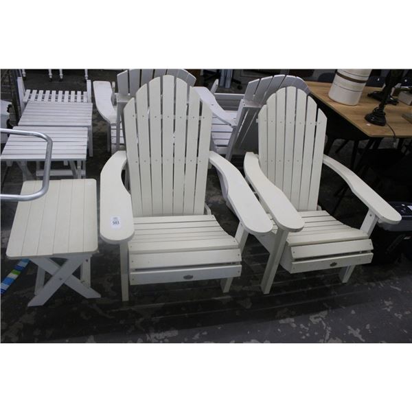 High Wood Pollywood Adirondack Chairs w/End Table