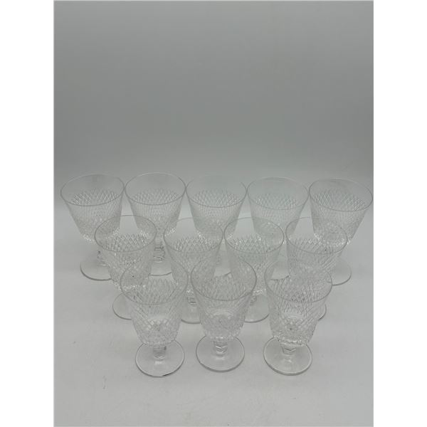 Twelve Cut Crystal Diamond-Pattern Goblets (Waterford 'Alana' Style)