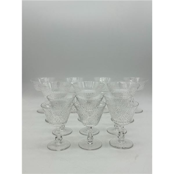 Thirteen Cut Crystal Diamond-Pattern Sherbets/Champagne Coupes & Cordials (Waterford 'Alana' Style)