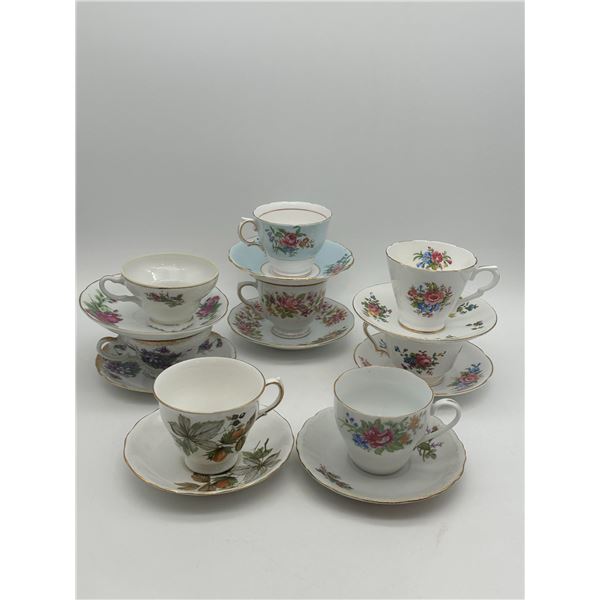 Collection of Eight English & Continental Bone China Cup & Saucer Duos