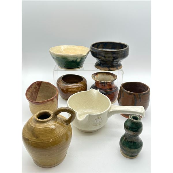 Collection of Nine Studio Art Pottery Vessels