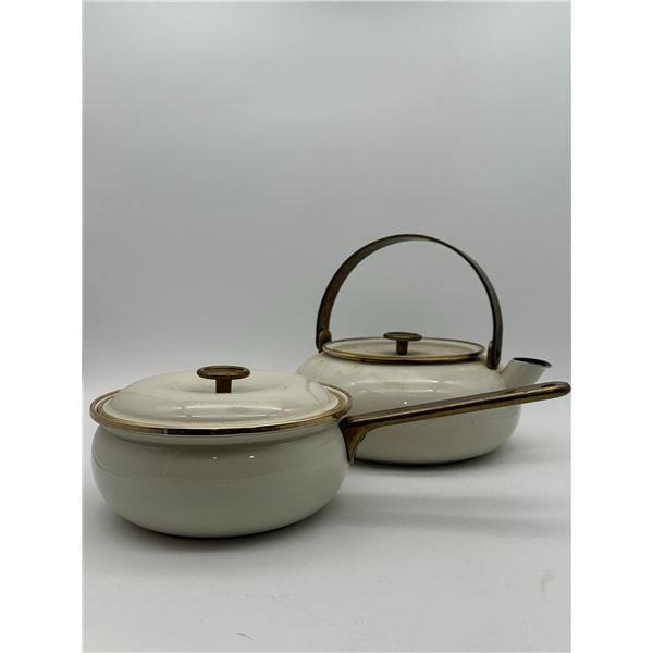 Two Pieces Copco Gold Enamelled Cast Iron Cookware (Sam Lebowitz Design)