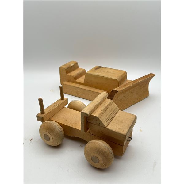 Two Handmade Wooden Toy Vehicles — Jeep & Roller/Grader — Handmade by Uncle Bob