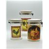 Image 2 : Three Vintage Glass Canisters with Rooster & Hen Decorative Labels