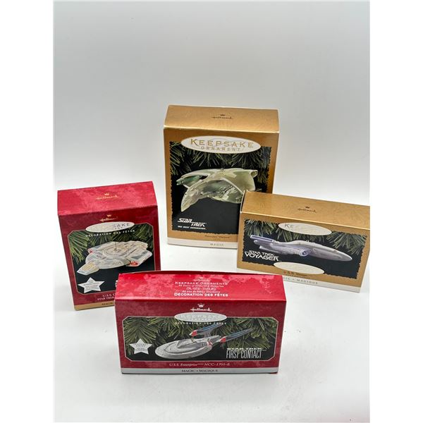 Four Hallmark Keepsake Star Trek Magic Light-Up Christmas Ornaments in Original Boxes