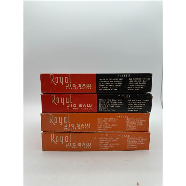 Four Vintage Royal Jig Saw Picture Puzzles in Original Boxes