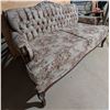 Image 1 : French Provincial Two-Seat Cherry Oak Sofa with Floral Upholstery