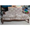 Image 2 : French Provincial Two-Seat Cherry Oak Sofa with Floral Upholstery
