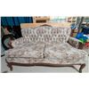 Image 4 : French Provincial Two-Seat Cherry Oak Sofa with Floral Upholstery