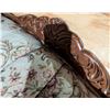 Image 5 : French Provincial Two-Seat Cherry Oak Sofa with Floral Upholstery