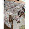 Image 6 : French Provincial Two-Seat Cherry Oak Sofa with Floral Upholstery