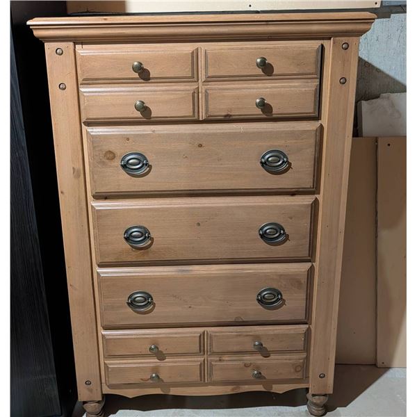 Palisar Walnut Wood Tallboy Dressing Table w/ Bronze Embellishments