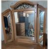 Image 2 : Palliser Walnut Wood Dressing Table w/Folding Mirror & Storage Cabinet