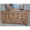 Image 3 : Palliser Walnut Wood Dressing Table w/Folding Mirror & Storage Cabinet