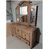 Image 9 : Palliser Walnut Wood Dressing Table w/Folding Mirror & Storage Cabinet