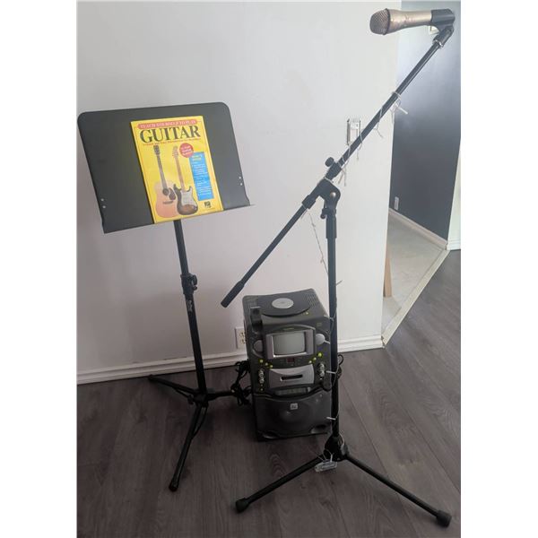 Karaoke System With Singing Machine STVG-535, Microphone, Music Stand, Guitar Book
