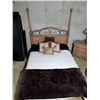 Image 1 : Palisar Full-Size 2 Post Bed Set with Frame, Mattress, Bedding, and Pillows