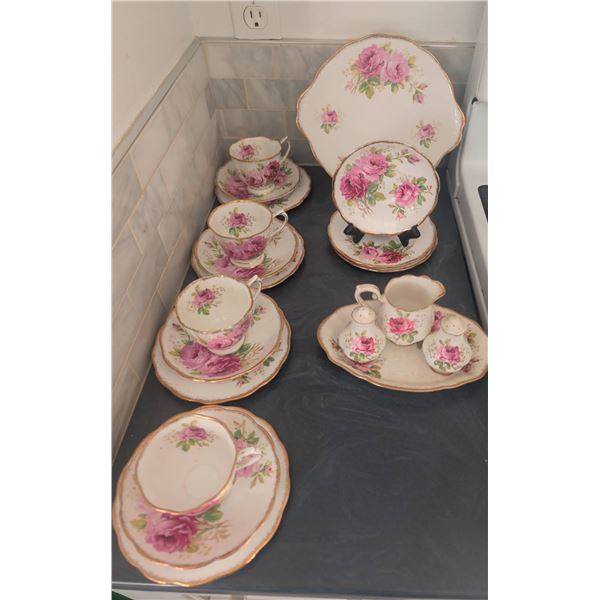 Royal Albert Bone China American Beauty Tea Set With Floral Pattern