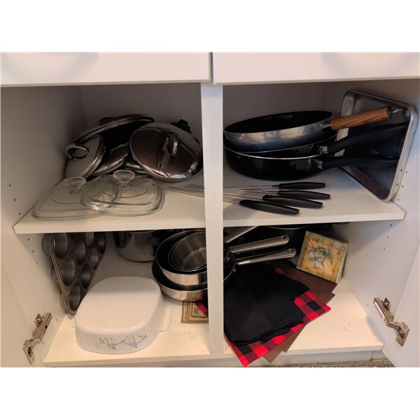 Assorted Lidded Cookware, New Knives, & Baking Pans